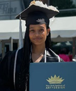 2024 NYIAD Grad of the Year Finalist Mariah Terrell poses with her certificate at graduation in Atlanta